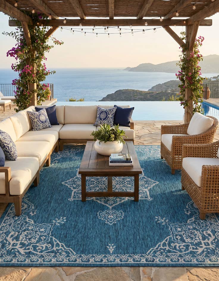 Detail image of 7' 10 x 10' Easy-Clean Traditional Indoor / Outdoor Rug