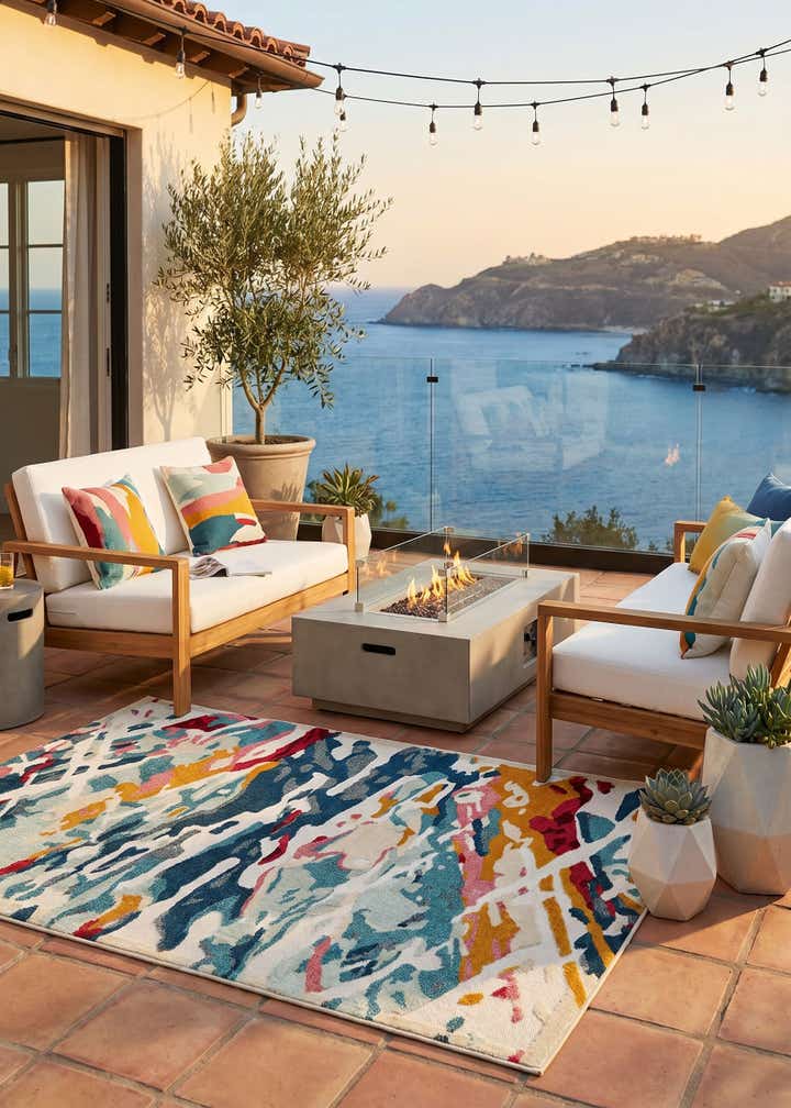 5' 3 x 8' Easy-Clean Casablanca Indoor / Outdoor Rug