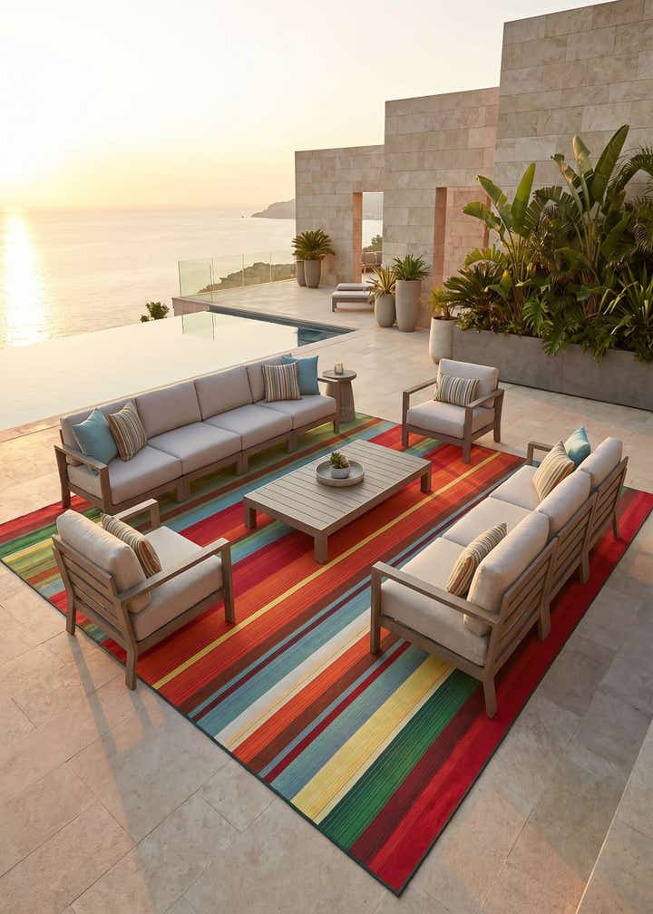10' x 10' Easy-Clean Modern Indoor / Outdoor Square Rug