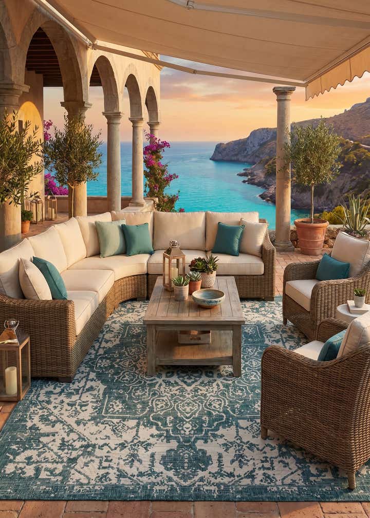 7' 10 x 7' 10 Easy-Clean Jill Zarin Dubai Indoor / Outdoor Square Rug