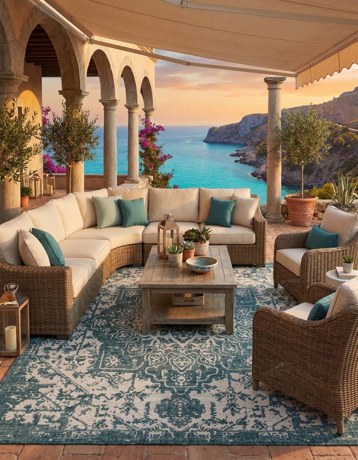 Detail image of 7' 10 x 7' 10 Easy-Clean Jill Zarin Dubai Indoor / Outdoor Square Rug