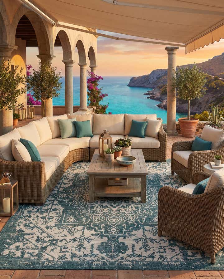 7' 10 x 7' 10 Easy-Clean Jill Zarin Dubai Indoor / Outdoor Square Rug