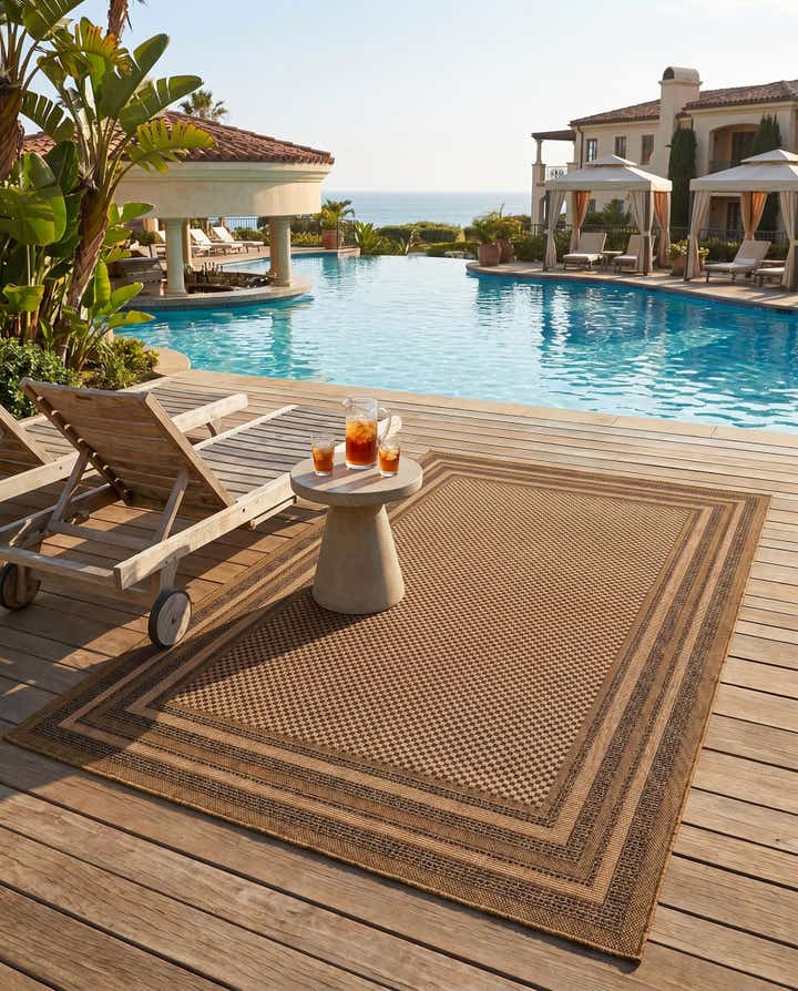 5' 3 x 8' Easy-Clean Border Indoor / Outdoor Rug