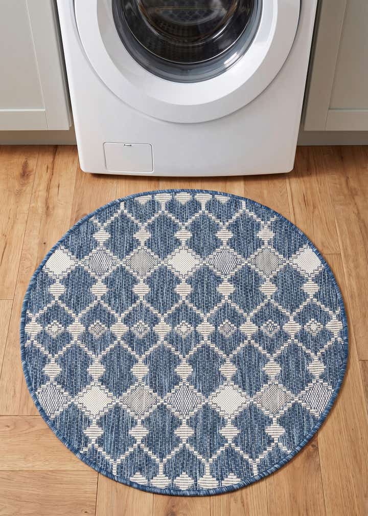 3' x 3' Easy-Clean Trellis Indoor / Outdoor Round Rug