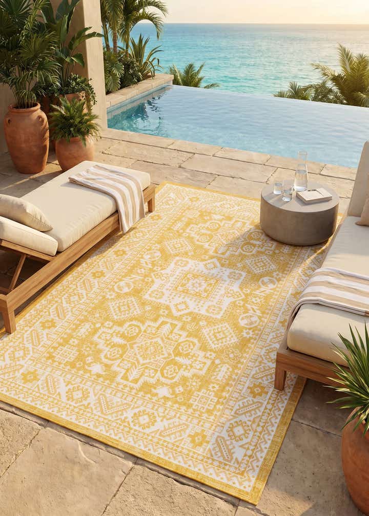 6' x 9' Easy-Clean Aztec Indoor / Outdoor Rug