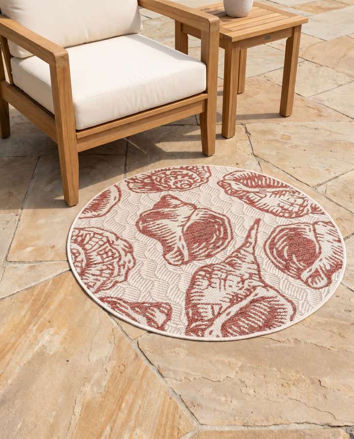 3' x 3' Easy-Clean Coastal Indoor / Outdoor Round Rug