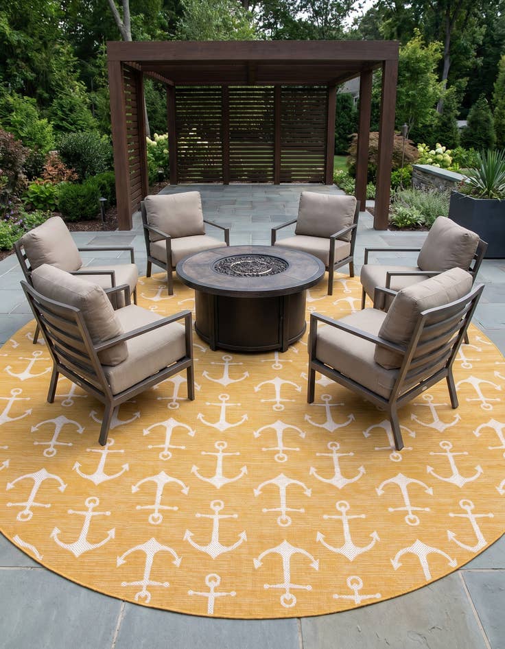 Detail image of 13' x 13' Easy-Clean Coastal Indoor / Outdoor Round Rug