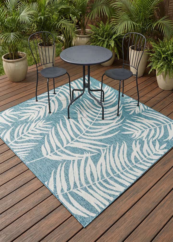 6' x 6' Easy-Clean Botanical Indoor / Outdoor Square Rug