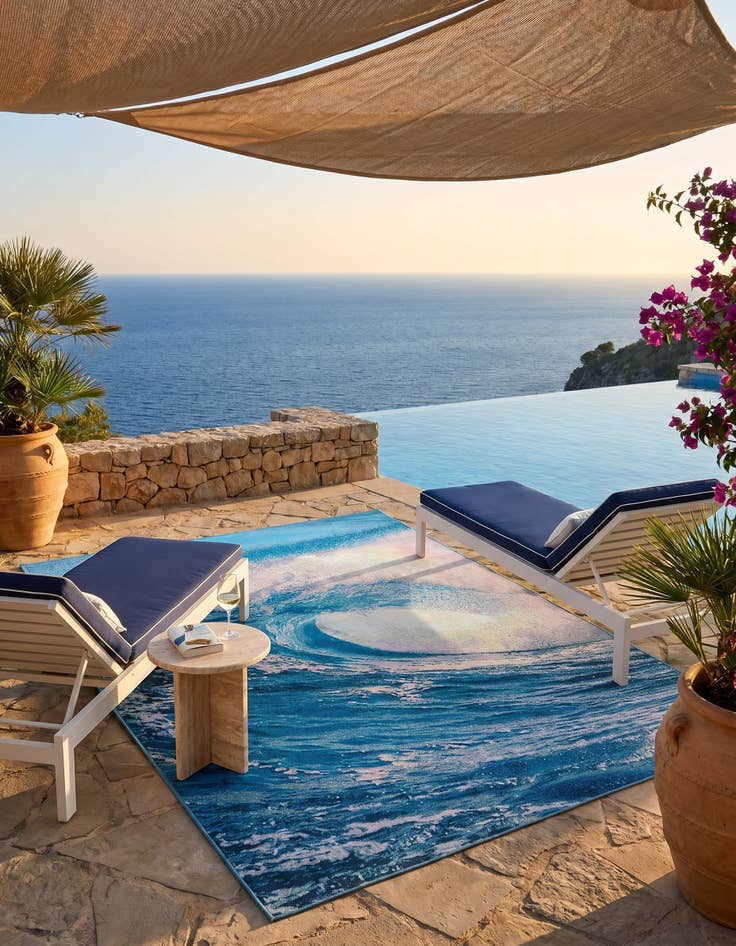 Detail image of 6' 1 x 9' Easy-Clean Modern Indoor / Outdoor Rug