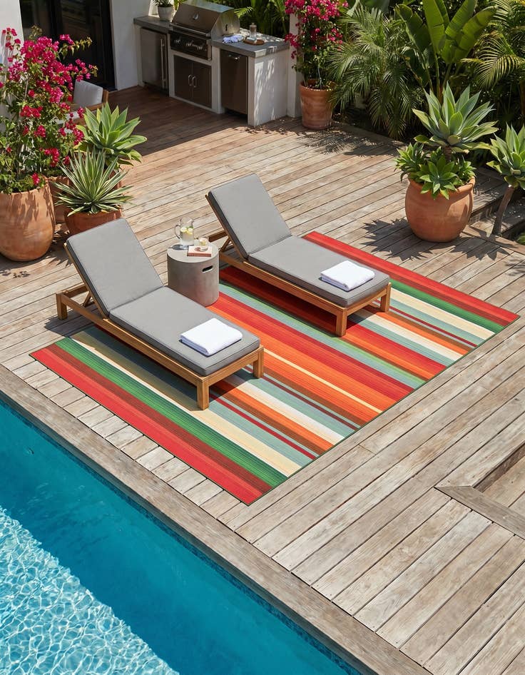 Detail image of 7' x 10' Easy-Clean Modern Indoor / Outdoor Rug