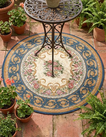 3' x 3' Easy-Clean Traditional Indoor / Outdoor Round Rug