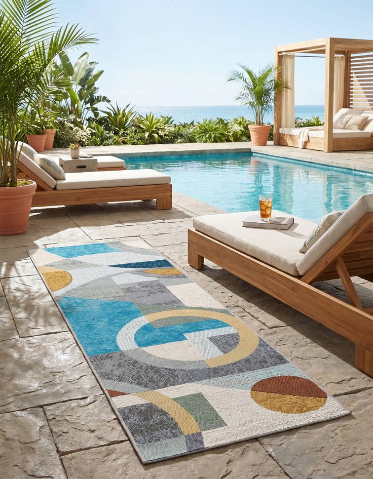 Detail image of 2' x 6' 1 Easy-Clean Modern Indoor / Outdoor Runner Rug