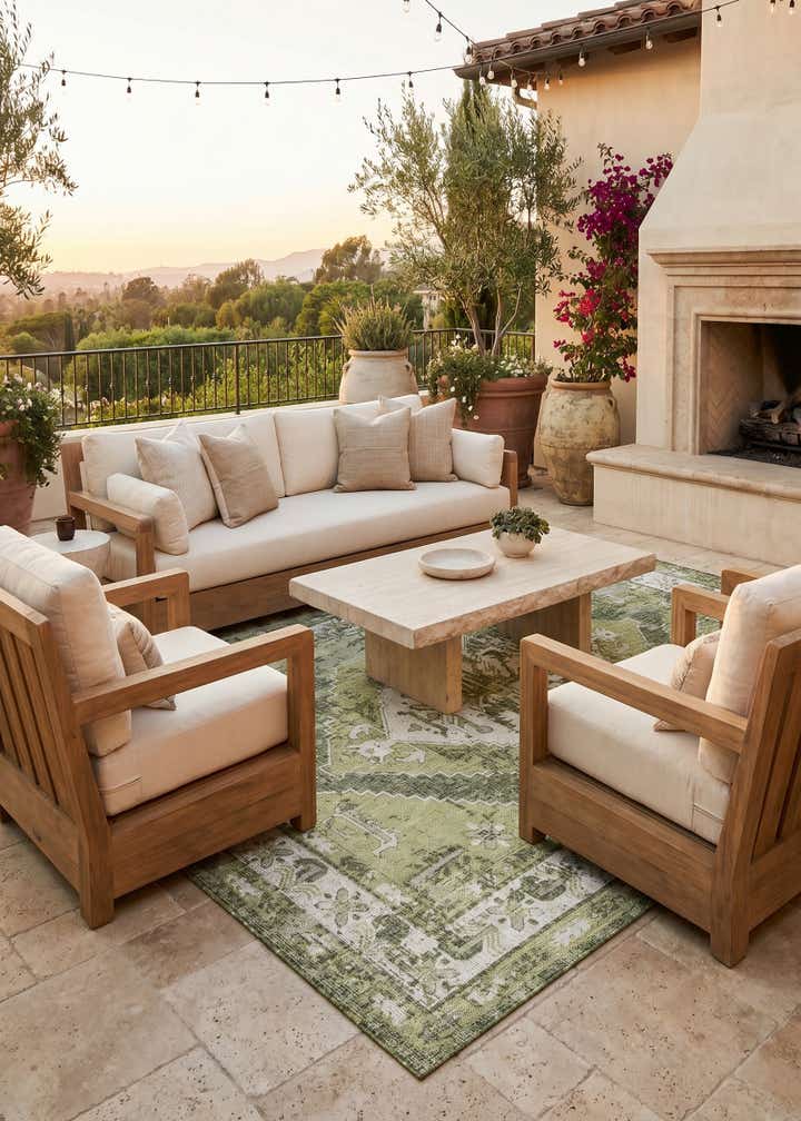 7' x 10' Easy-Clean Traditional Indoor / Outdoor Rug