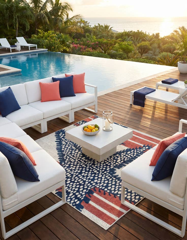 Detail image of 5' 3 x 5' 3 Easy-Clean Belize Indoor / Outdoor Square Rug