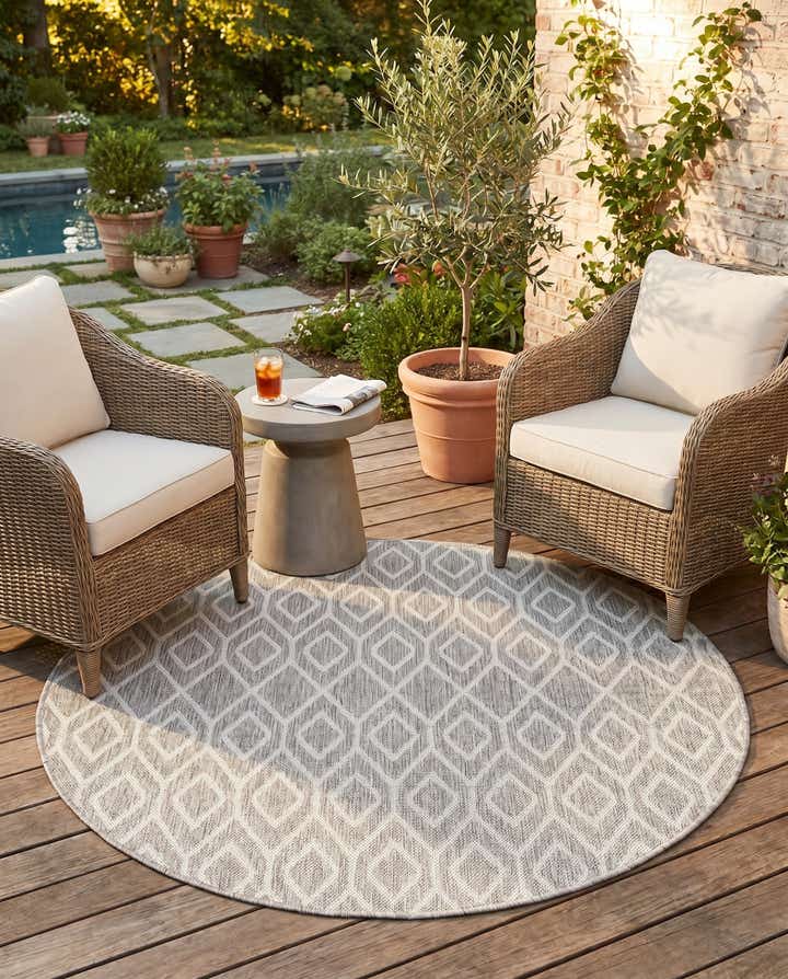4' x 4' Easy-Clean Jill Zarin Turks and Caicos Indoor / Outdoor Round Rug