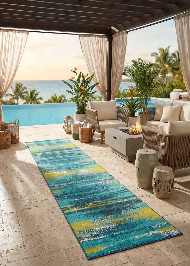2' 7 x 12' Easy-Clean Coastal Indoor / Outdoor Runner Rug
