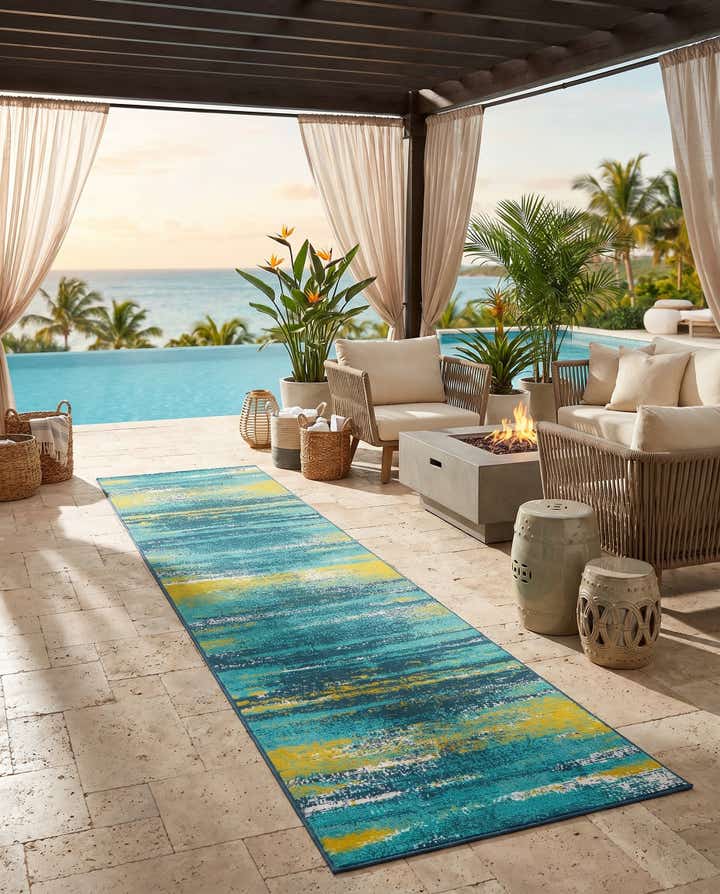 2' 7 x 12' Easy-Clean Coastal Indoor / Outdoor Runner Rug