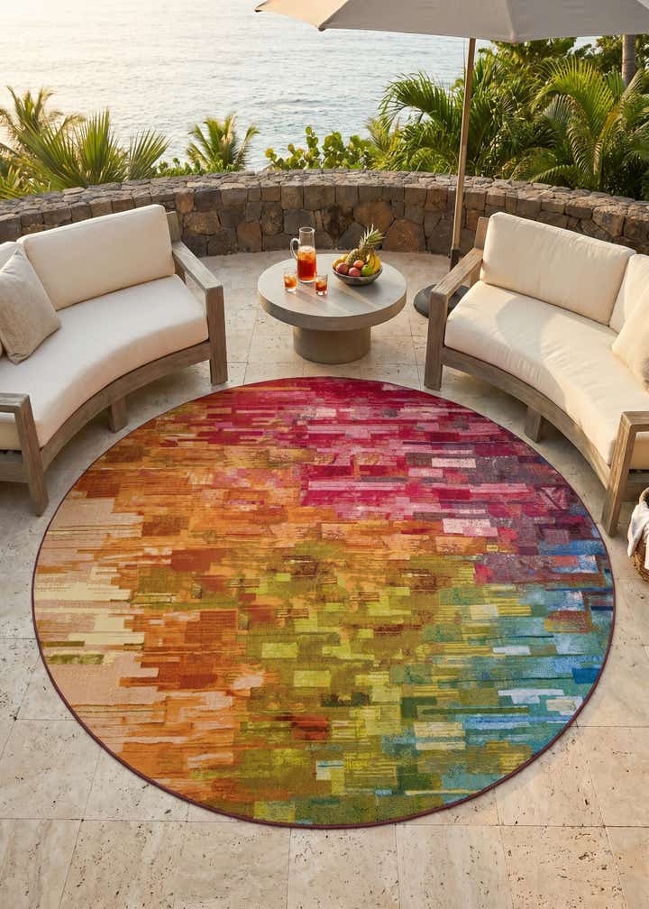 10' x 10' Easy-Clean Modern Indoor / Outdoor Round Rug