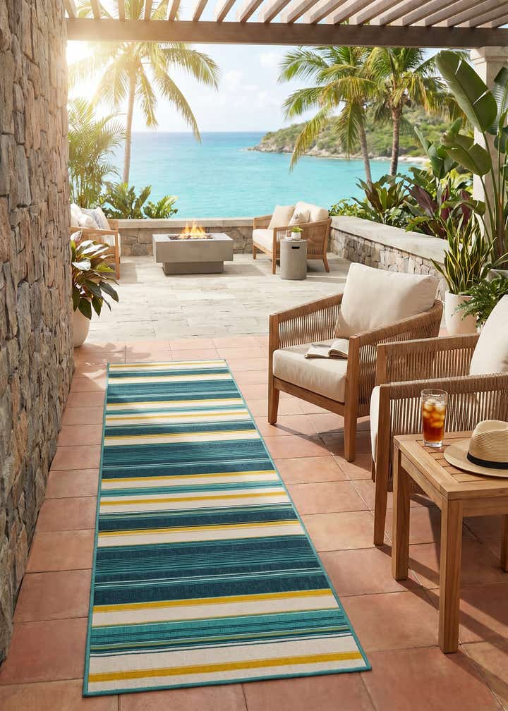 2' 7 x 12' Easy-Clean Border Indoor / Outdoor Runner Rug