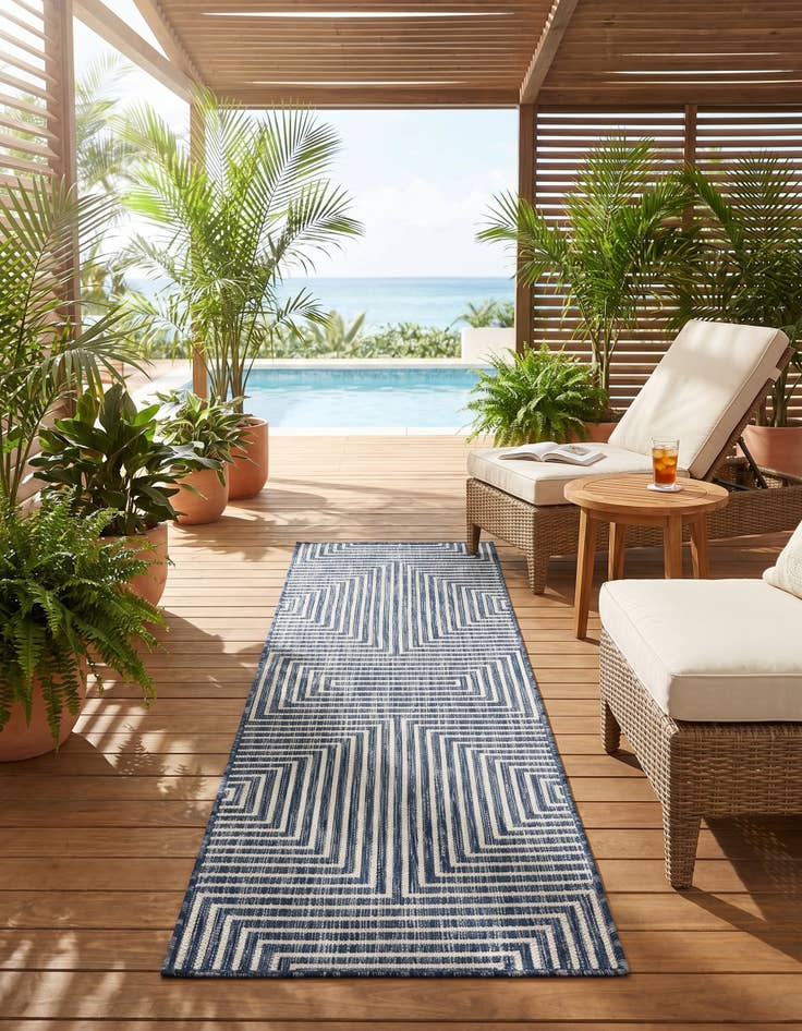 Detail image of 2' x 6' Easy-Clean Modern Indoor / Outdoor Runner Rug