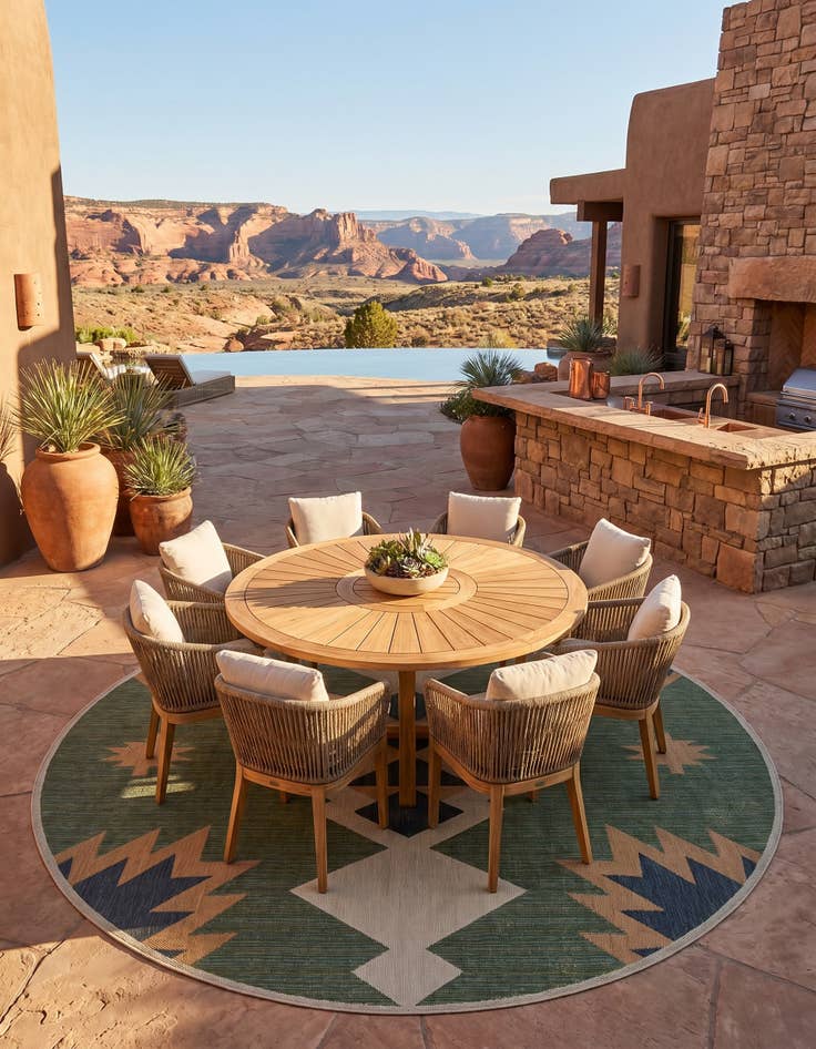 Detail image of 12' x 12' Easy-Clean Baja Indoor / Outdoor Round Rug