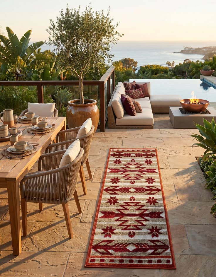 Detail image of 2' x 6' Easy-Clean Modern Indoor / Outdoor Runner Rug