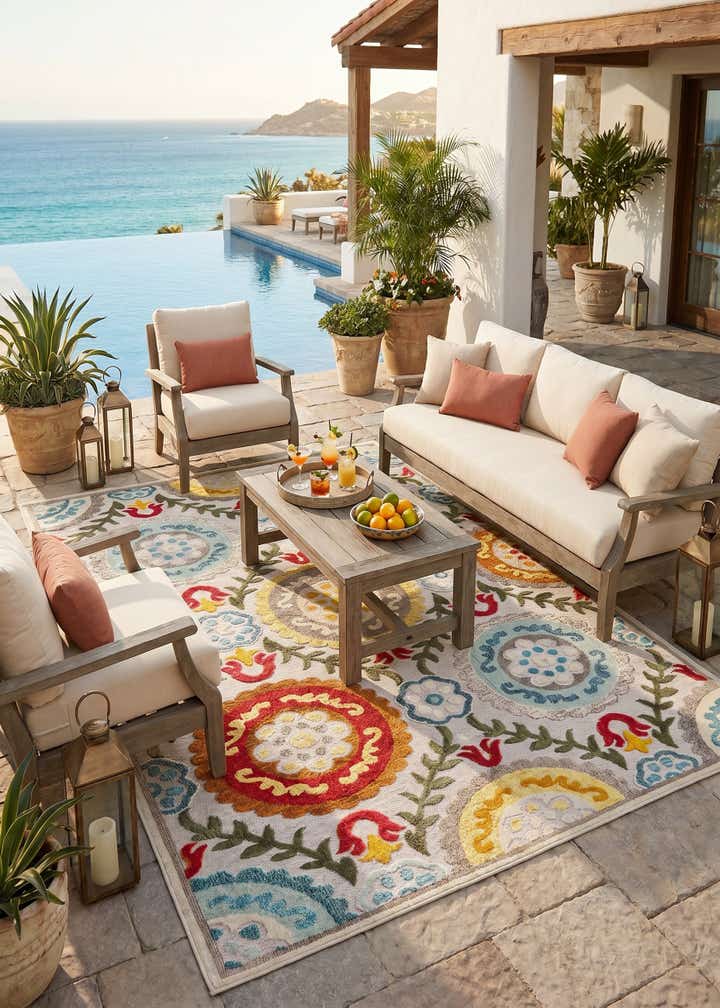 7' 10 x 10' Easy-Clean Casablanca Indoor / Outdoor Rug