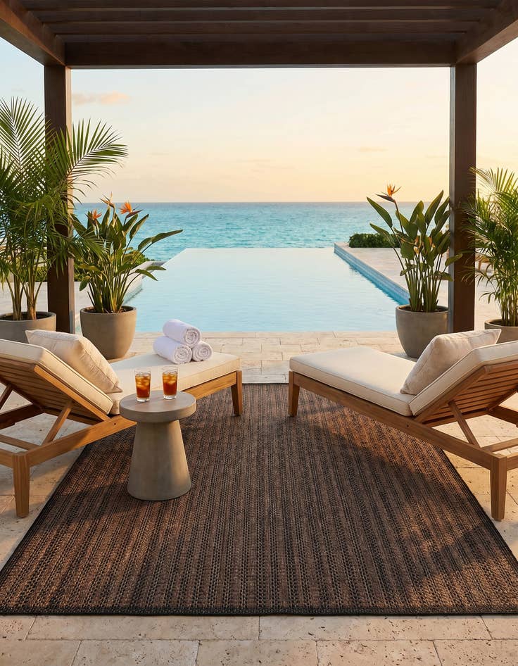 Detail image of 5' 3 x 8' Easy-Clean Border Indoor / Outdoor Rug