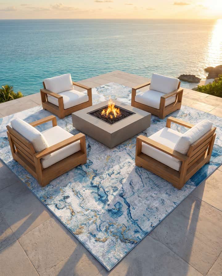 10' x 10' Easy-Clean Modern Indoor / Outdoor Square Rug