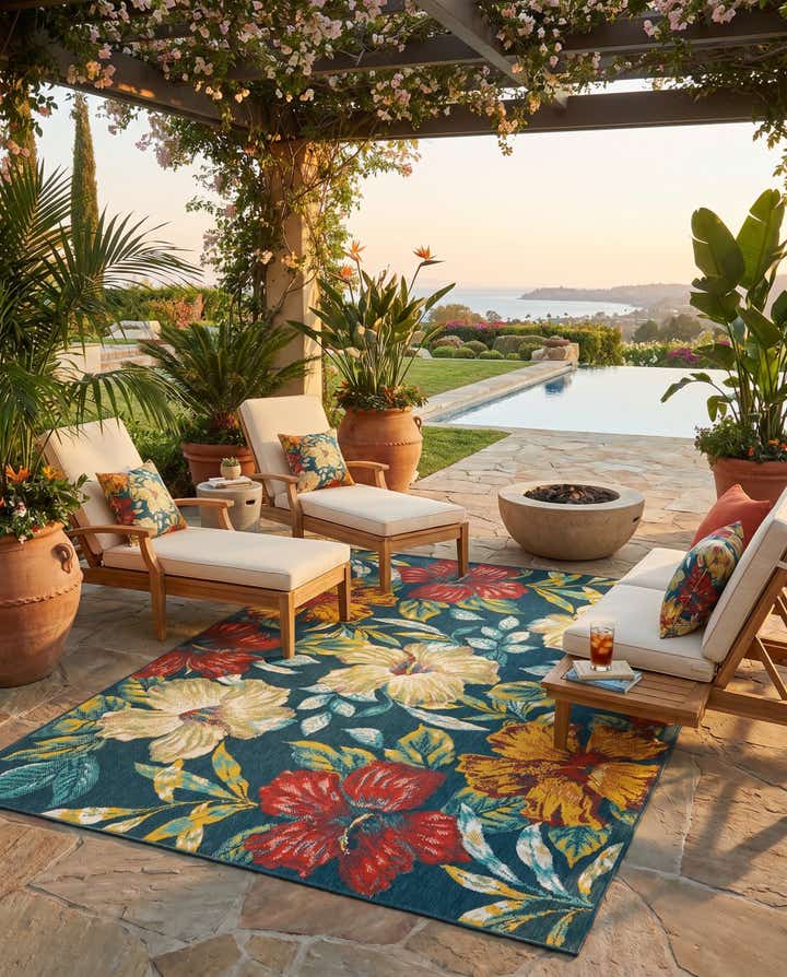 5' 3 x 8' Easy-Clean Coastal Indoor / Outdoor Rug