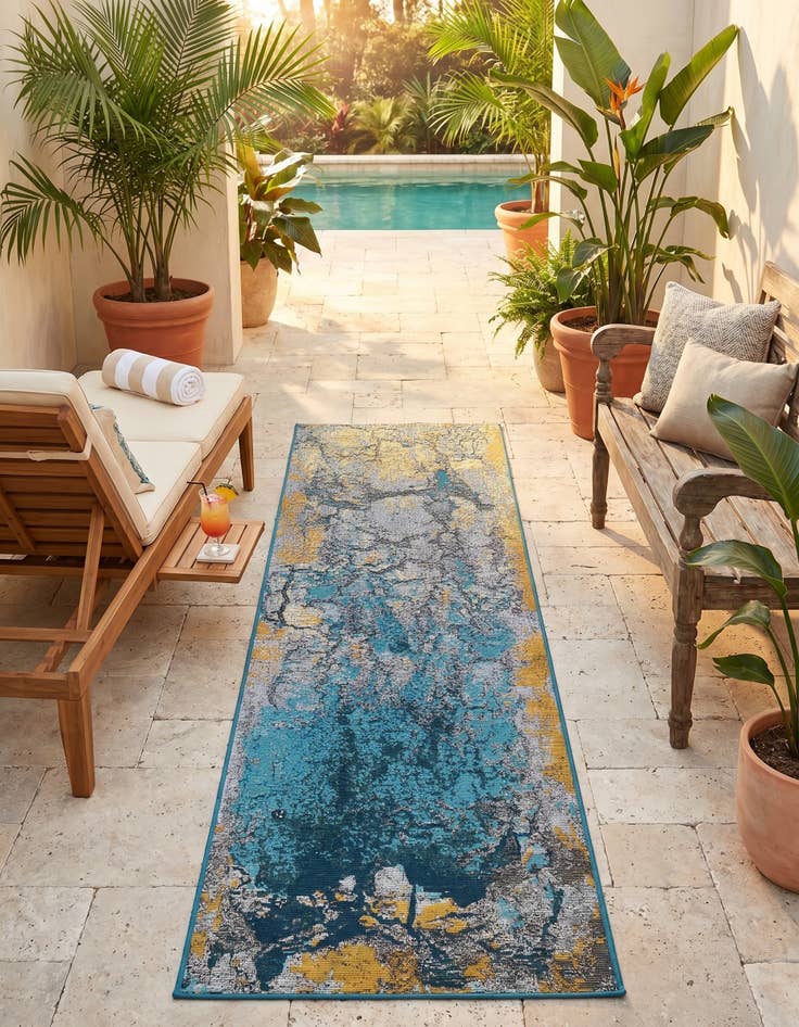 Detail image of 2' x 6' Easy-Clean Modern Indoor / Outdoor Runner Rug