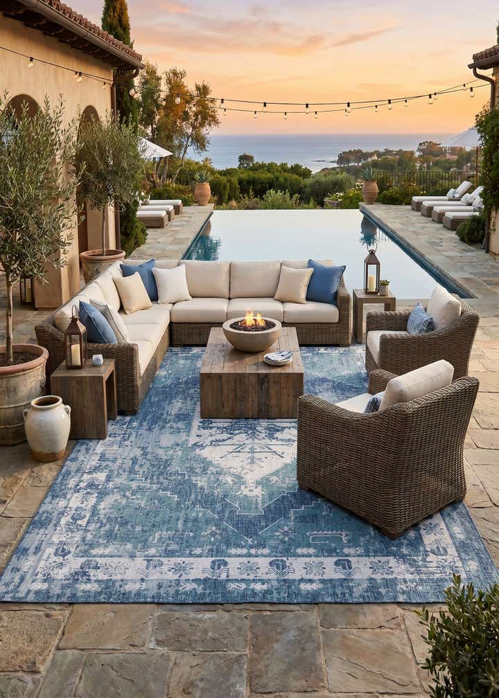 10' x 14' Easy-Clean Traditional Indoor / Outdoor Rug