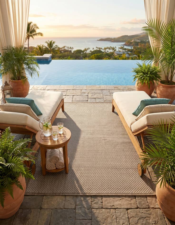 Detail image of 5' x 8' Easy-Clean Border Indoor / Outdoor Rug