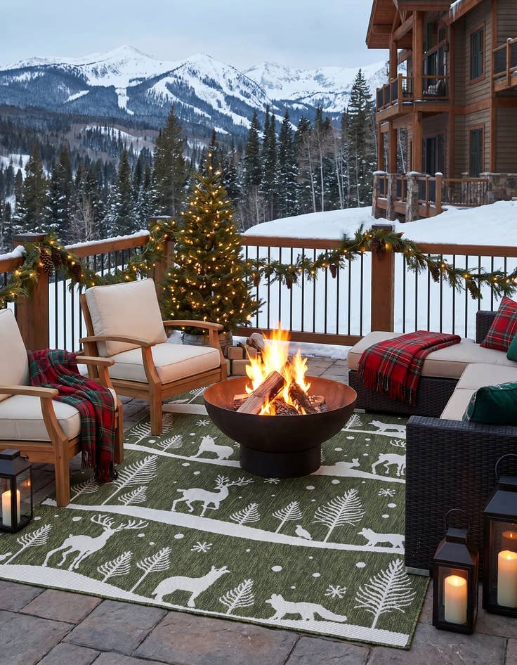 Detail image of 5' 3 x 7' Easy-Clean Holiday Indoor / Outdoor Rug