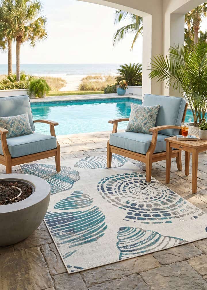 5' 3 x 8' Easy-Clean Coastal Indoor / Outdoor Rug