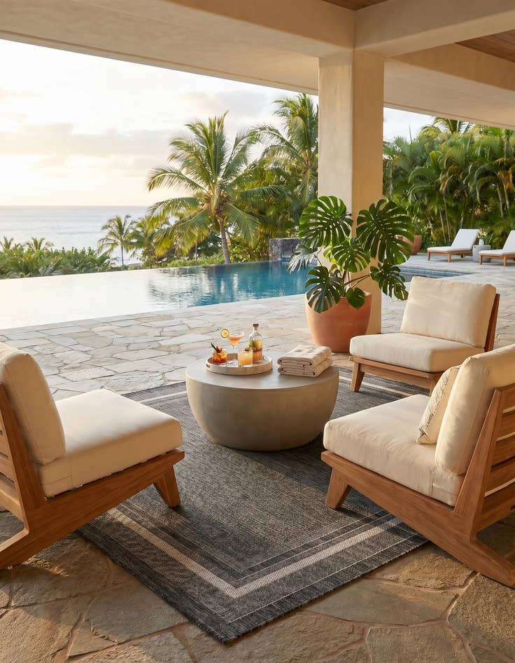 Detail image of 7' 10 x 7' 10 Easy-Clean Border Indoor / Outdoor Square Rug