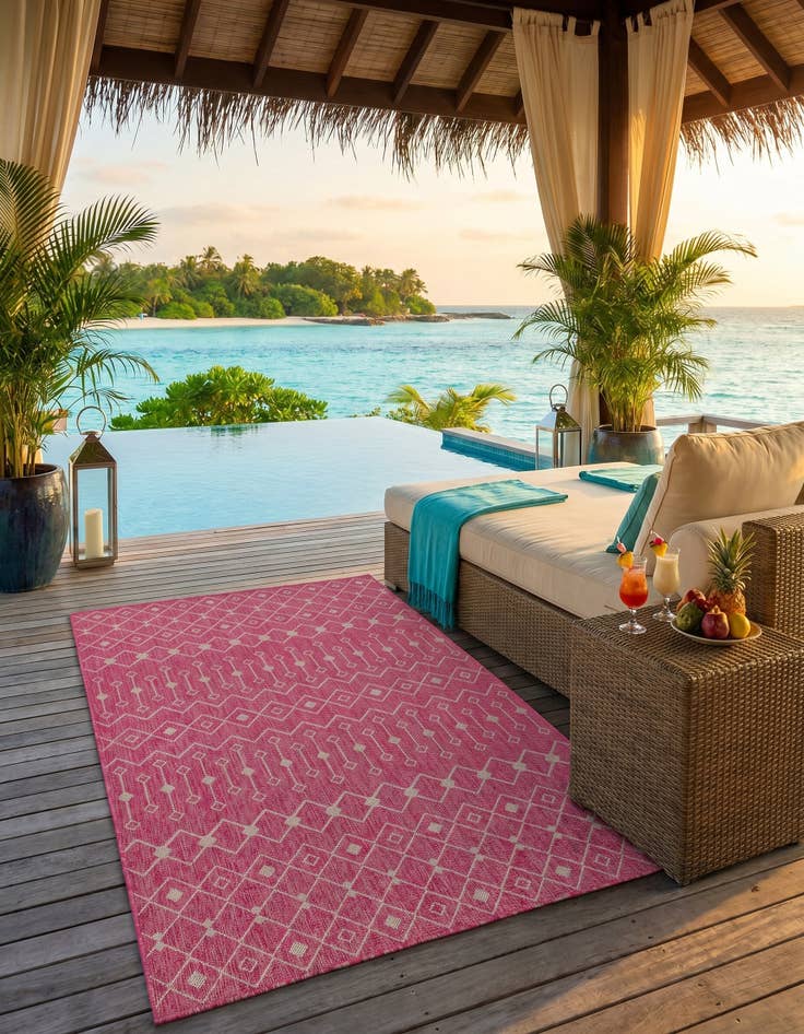 Detail image of 5' 3 x 8' Easy-Clean Lattice Indoor / Outdoor Rug