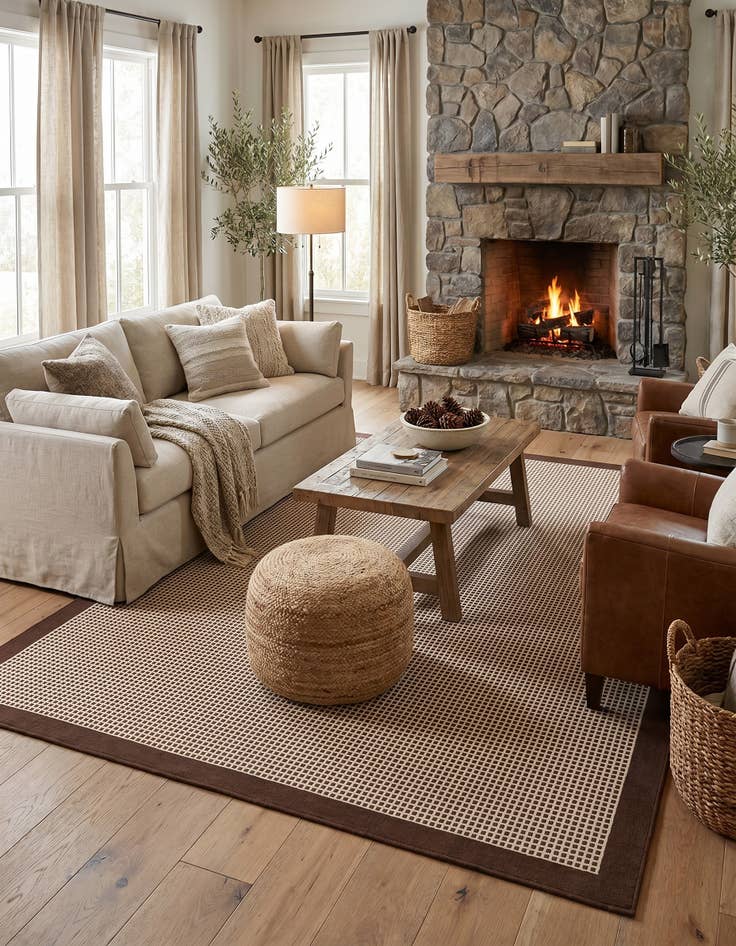 Detail image of 7' 10 x 10' Easy-Clean Border Indoor / Outdoor Rug