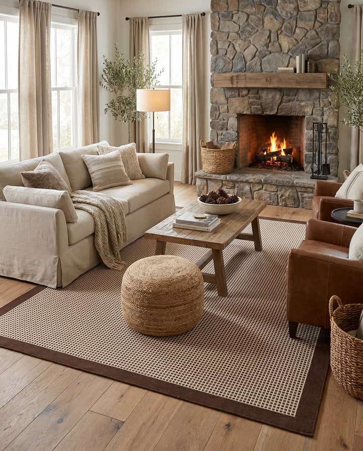 7' 10 x 10' Easy-Clean Border Indoor / Outdoor Rug