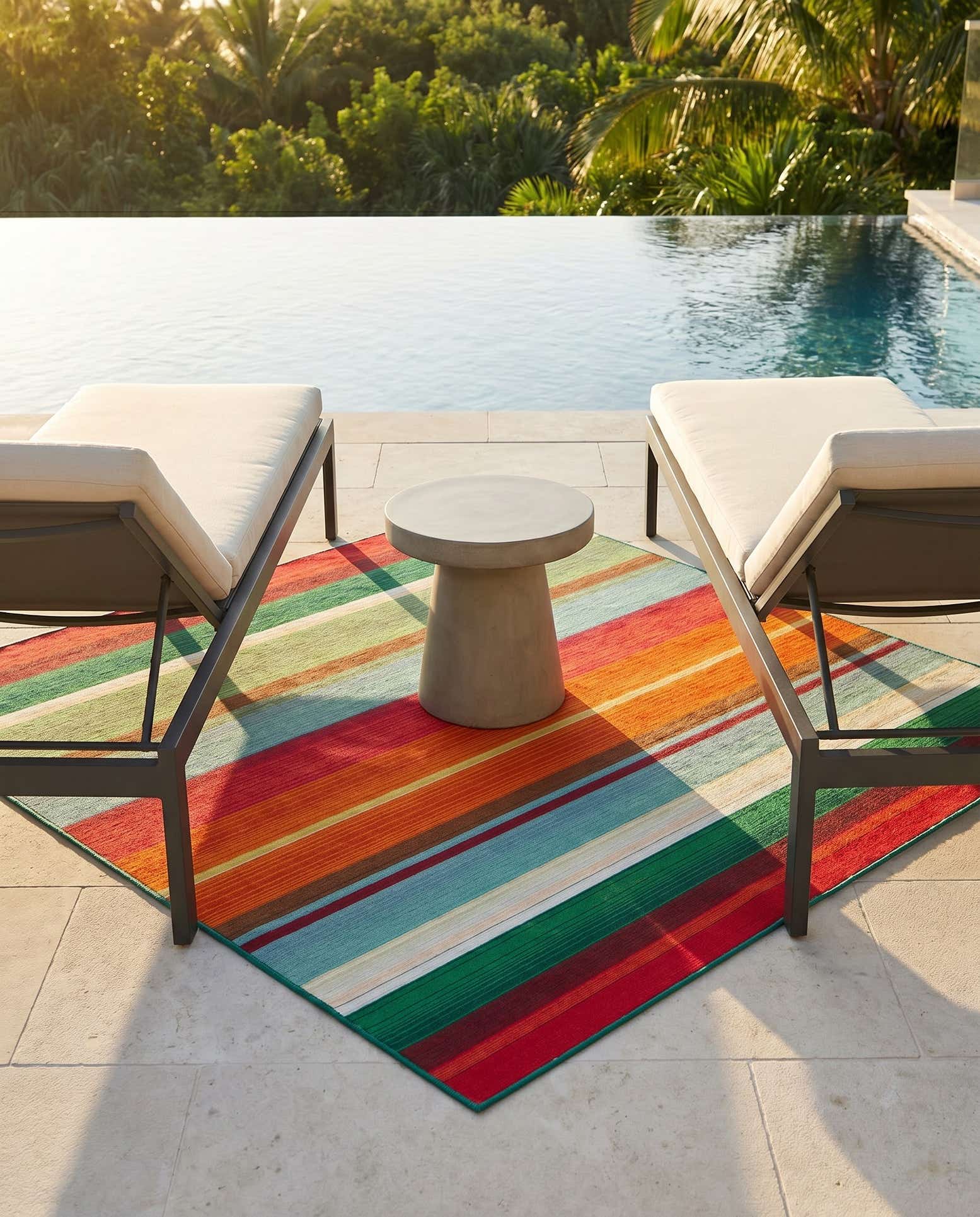 6' x 6' Easy-Clean Modern Indoor / Outdoor Square Rug