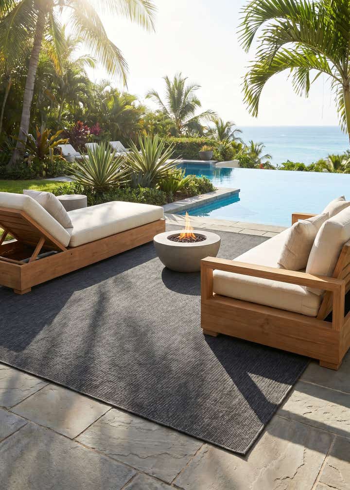 10' x 14' 1 Easy-Clean Solid Indoor / Outdoor Rug