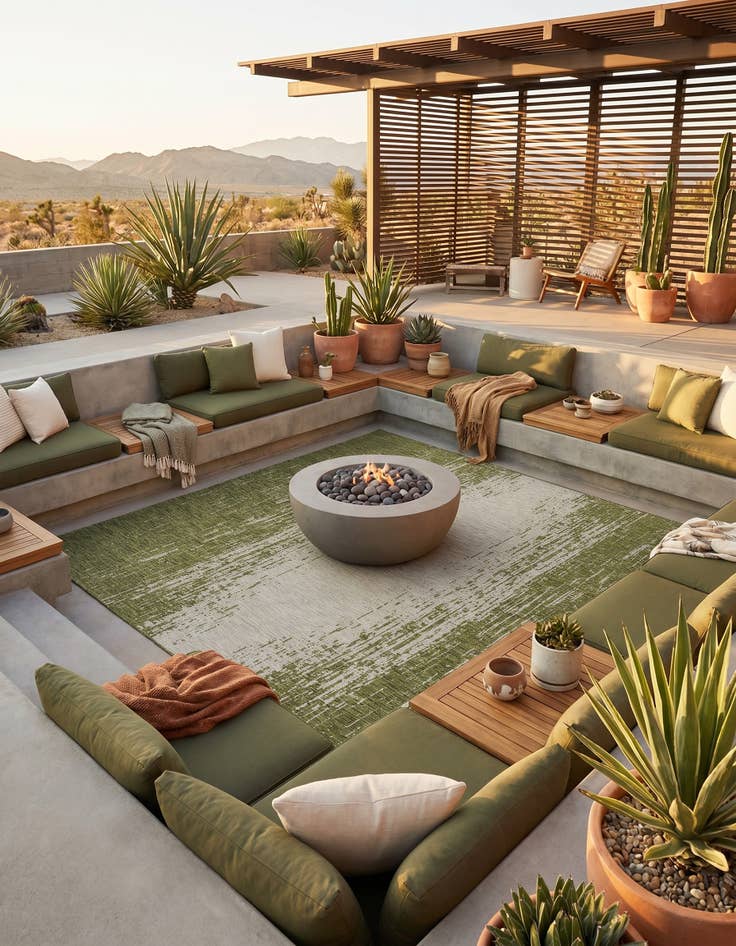 Detail image of 10' 8 x 10' 8 Easy-Clean Modern Indoor / Outdoor Square Rug