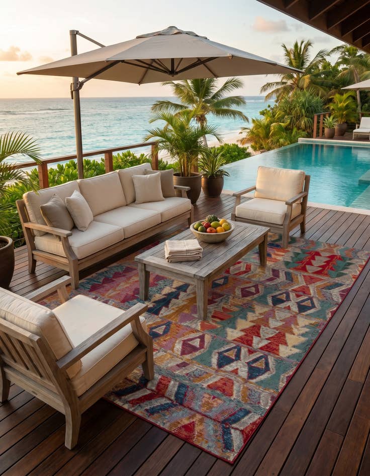 Detail image of 7' x 10' Easy-Clean Modern Indoor / Outdoor Rug