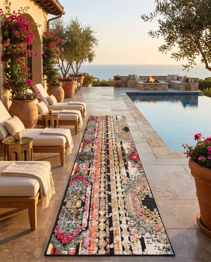 2' 7 x 12' Easy-Clean Casablanca Indoor / Outdoor Runner Rug