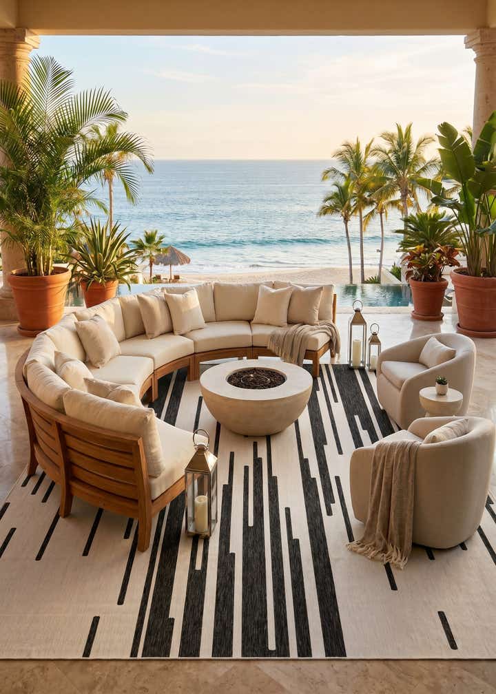 13' x 13' Easy-Clean Modern Indoor / Outdoor Square Rug