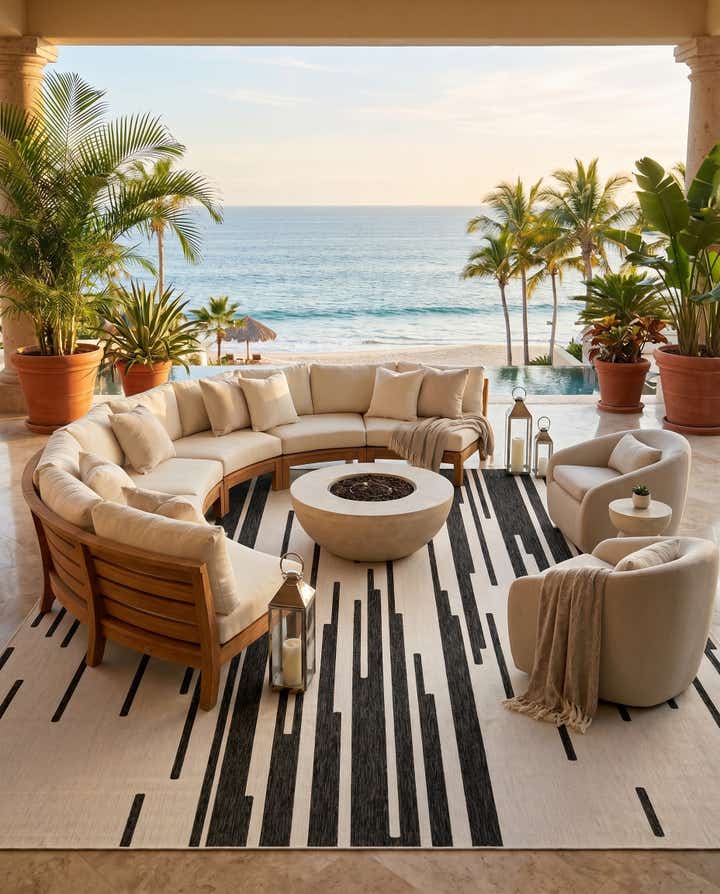 13' x 13' Easy-Clean Modern Indoor / Outdoor Square Rug