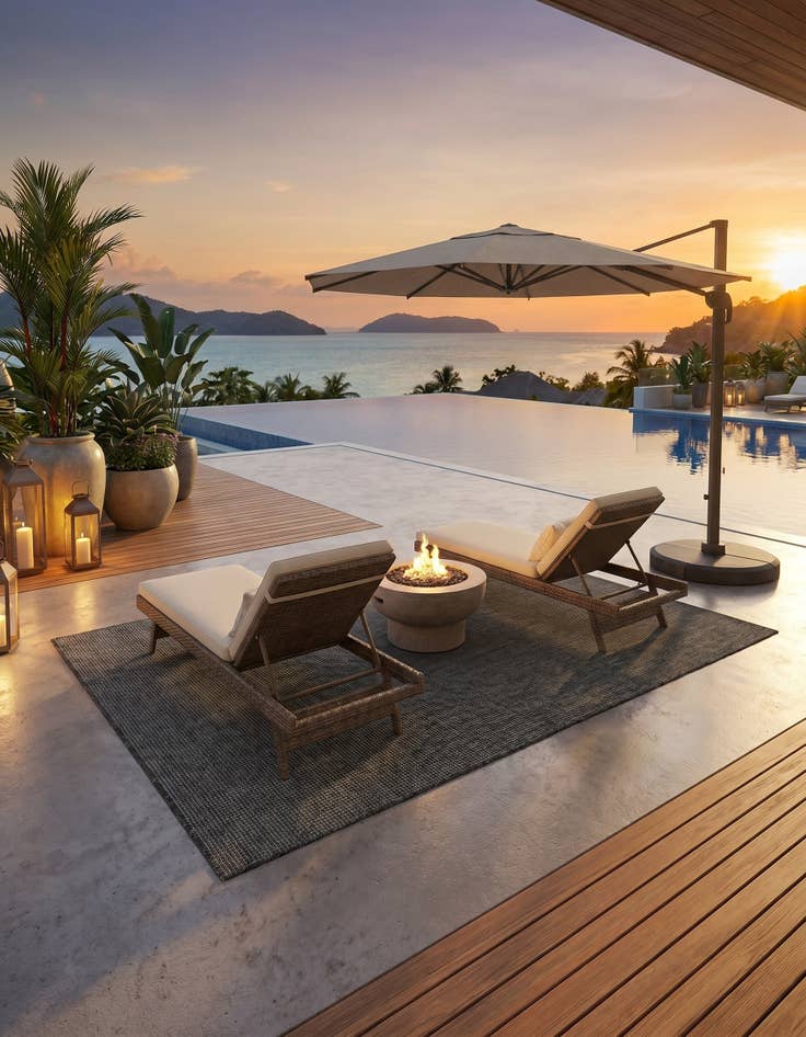 Detail image of 5' 3 x 8' Easy-Clean Solid Indoor / Outdoor Rug