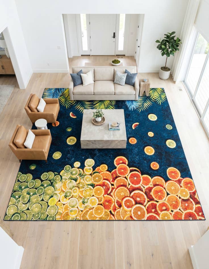 Detail image of 12' x 12' Easy-Clean Coastal Indoor / Outdoor Square Rug