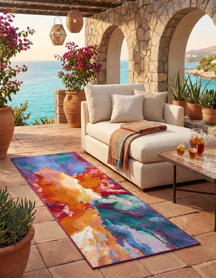 Detail image of 2' x 6' Easy-Clean Modern Indoor / Outdoor Runner Rug