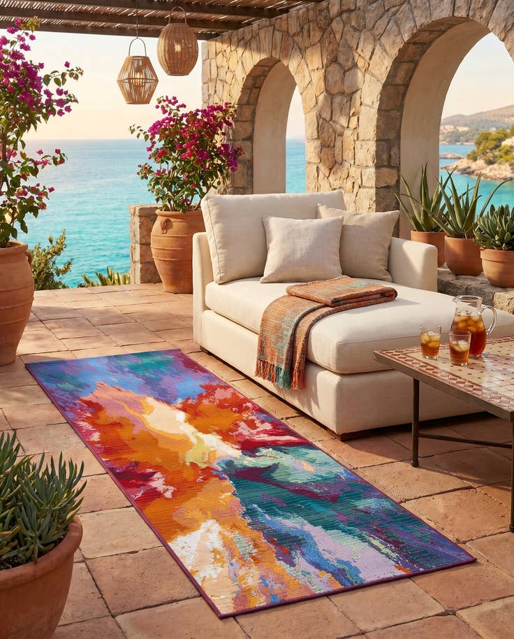 Detail image of 2' x 6' Easy-Clean Modern Indoor / Outdoor Runner Rug